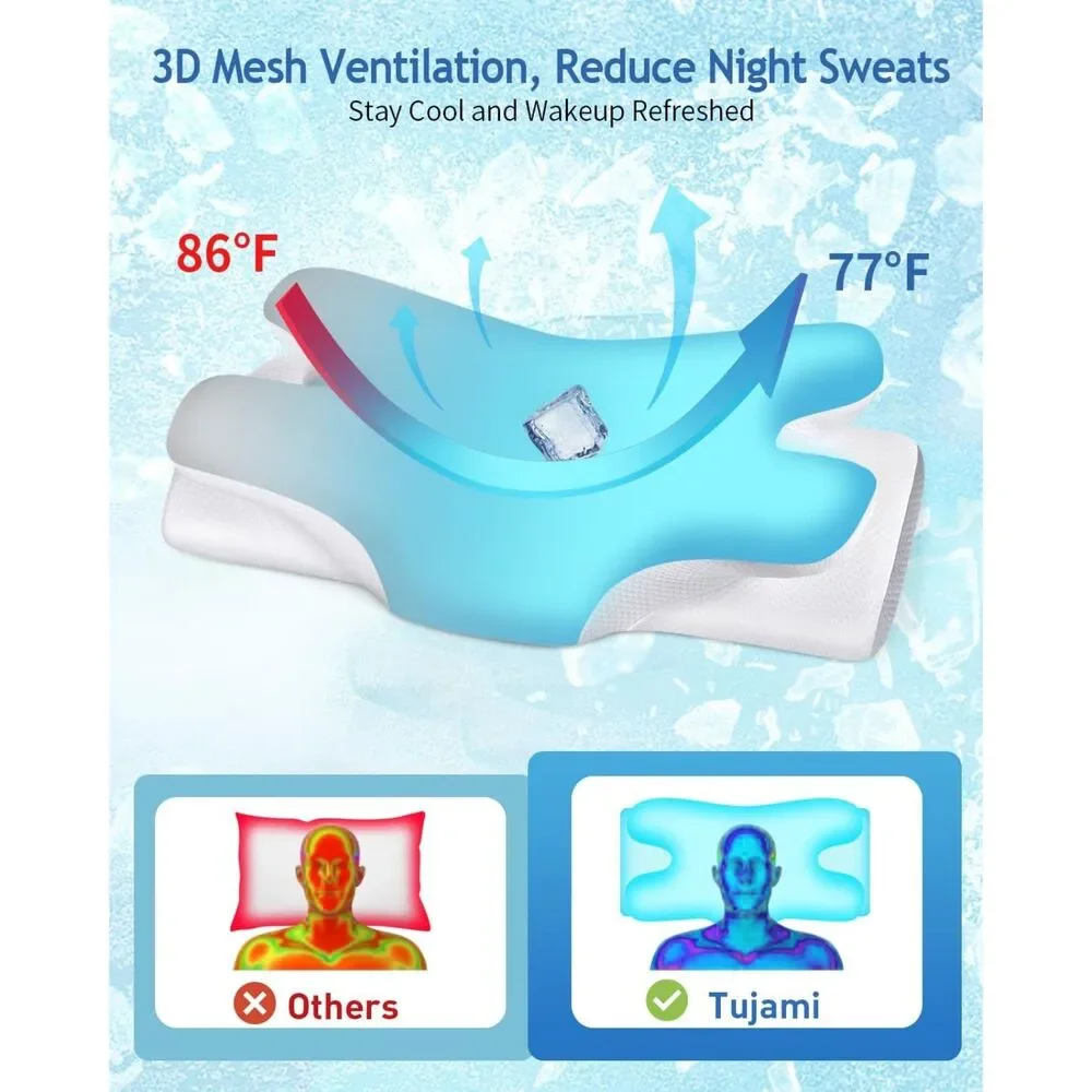 Cervical Neck Pillow for Neck Shoulder Pain Relief, Soft Contour Side Sleeper